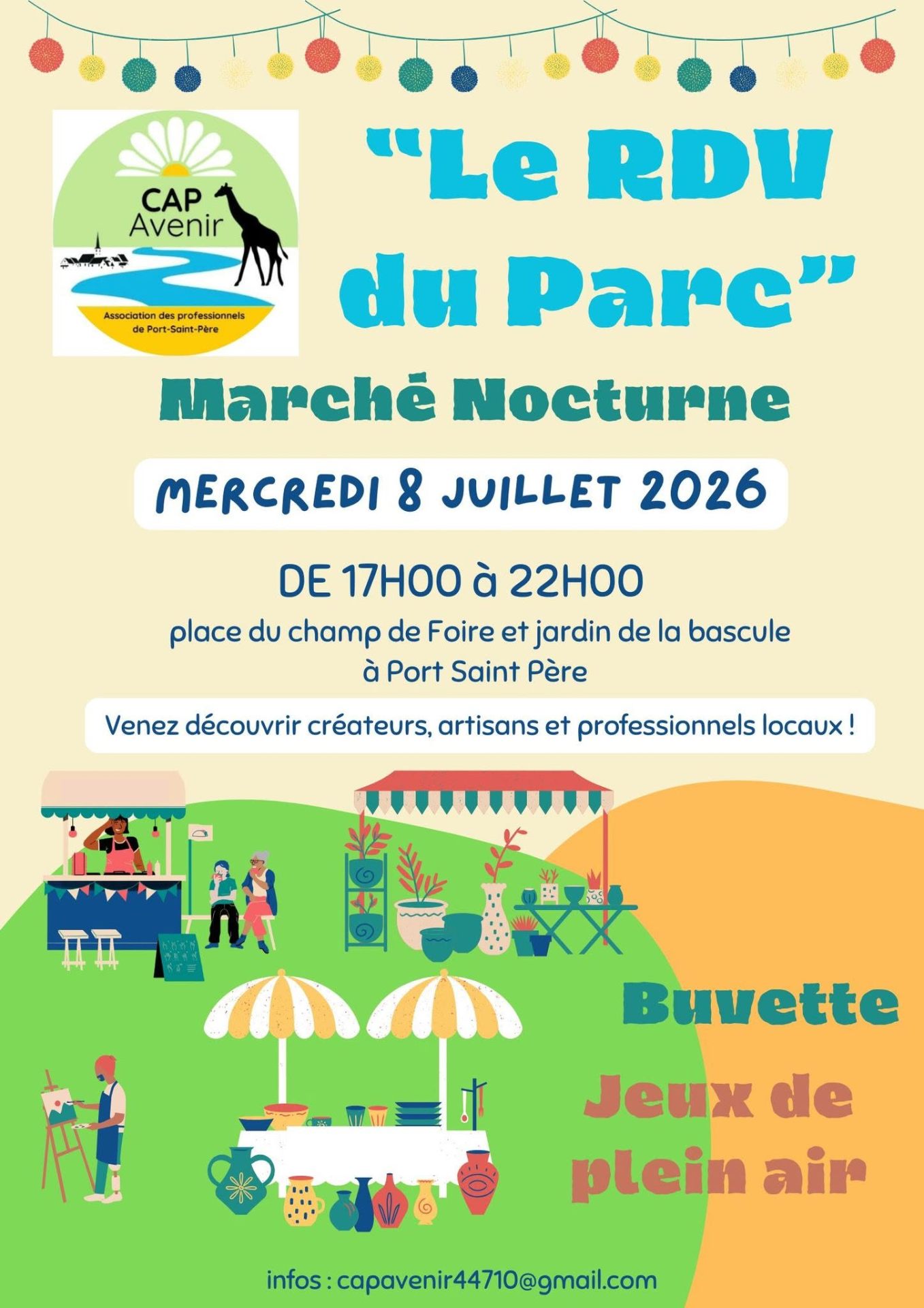 Affiche Le RDV du Parc — Marché nocturne du 8 juillet 2026